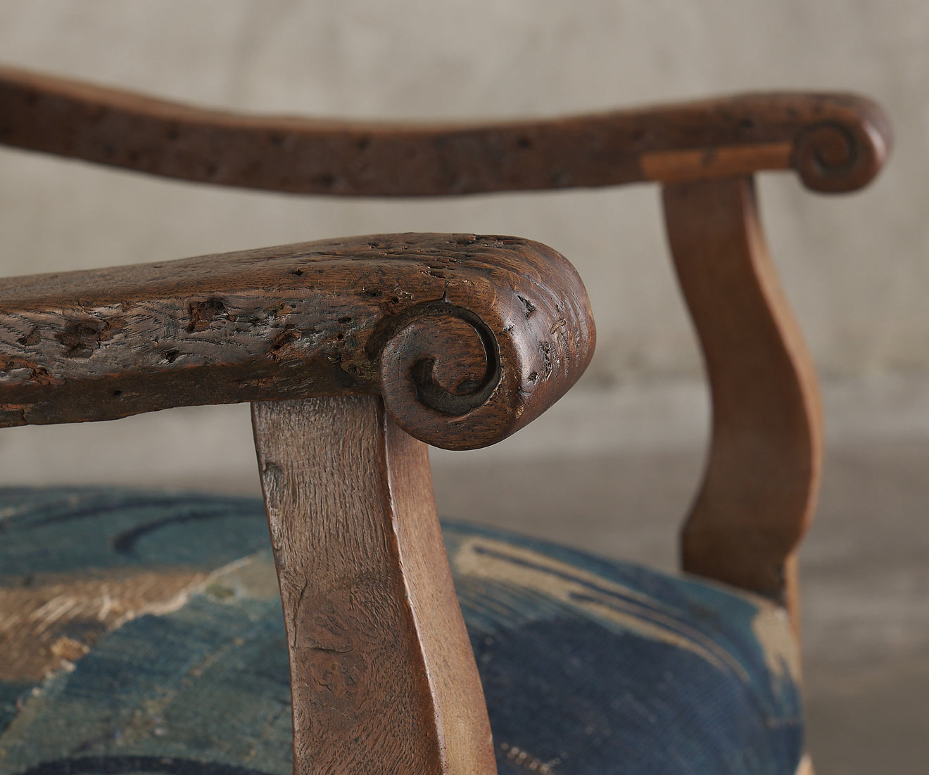 18TH C AUBUSSON UPHOLSTERED WING-BACK ARM CHAIR