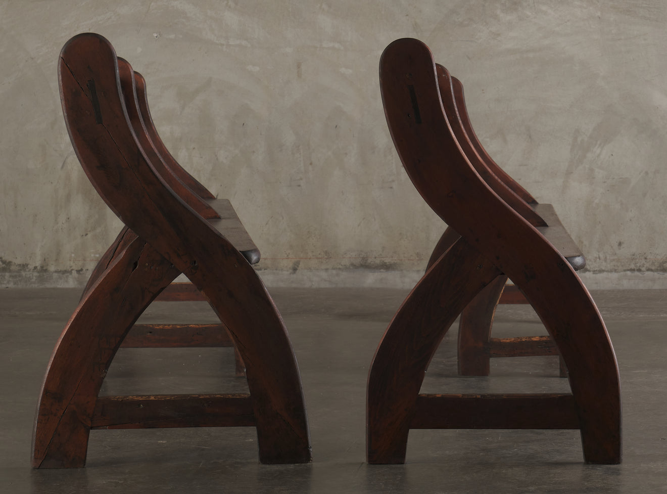 WISHBONE HALL BENCHES, 19TH CENTURY