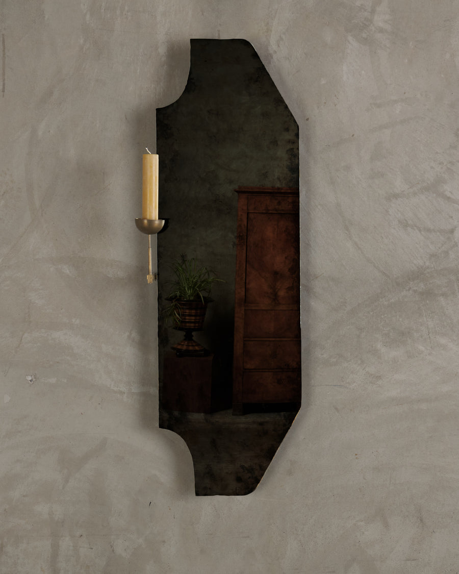 ANTIQUED MIRROR WITH CANDLE BRACKET BY IGNACIO CUAPIO