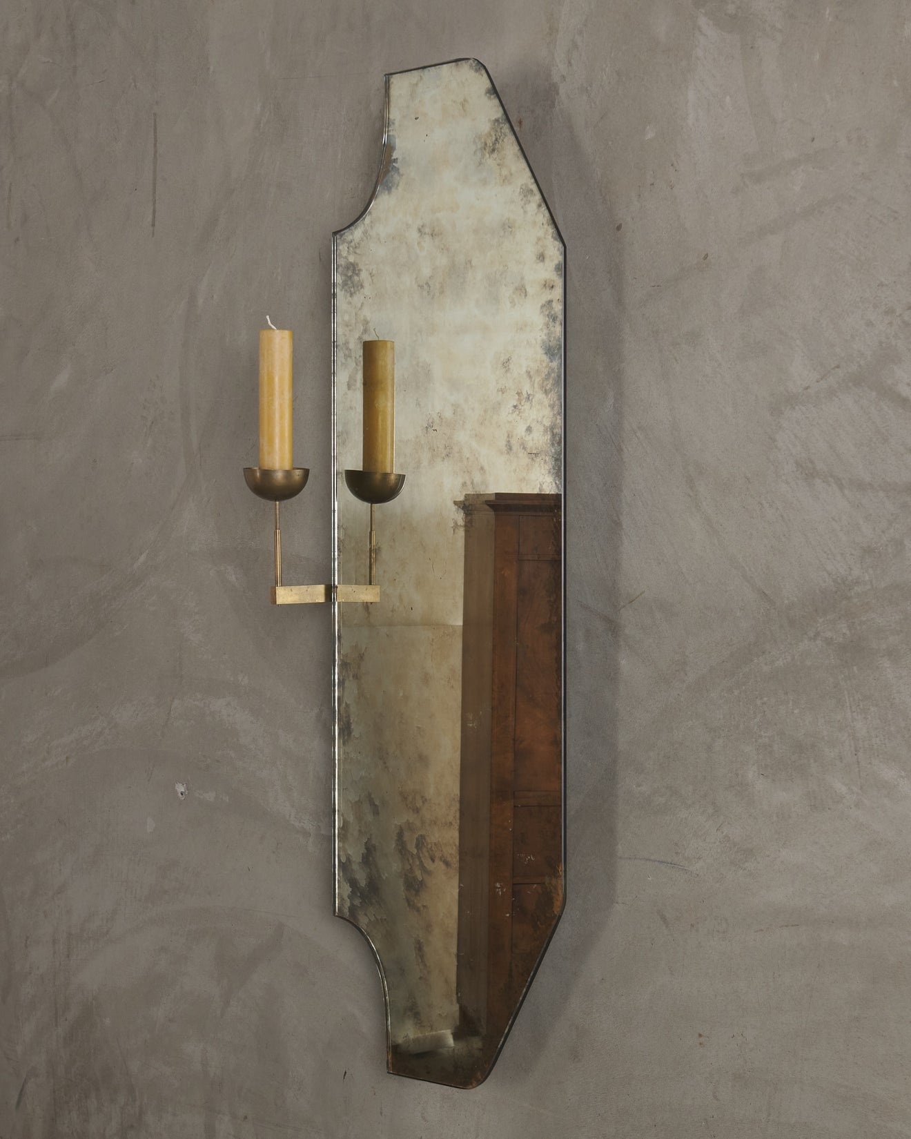 ANTIQUED MIRROR WITH CANDLE BRACKET BY IGNACIO CUAPIO