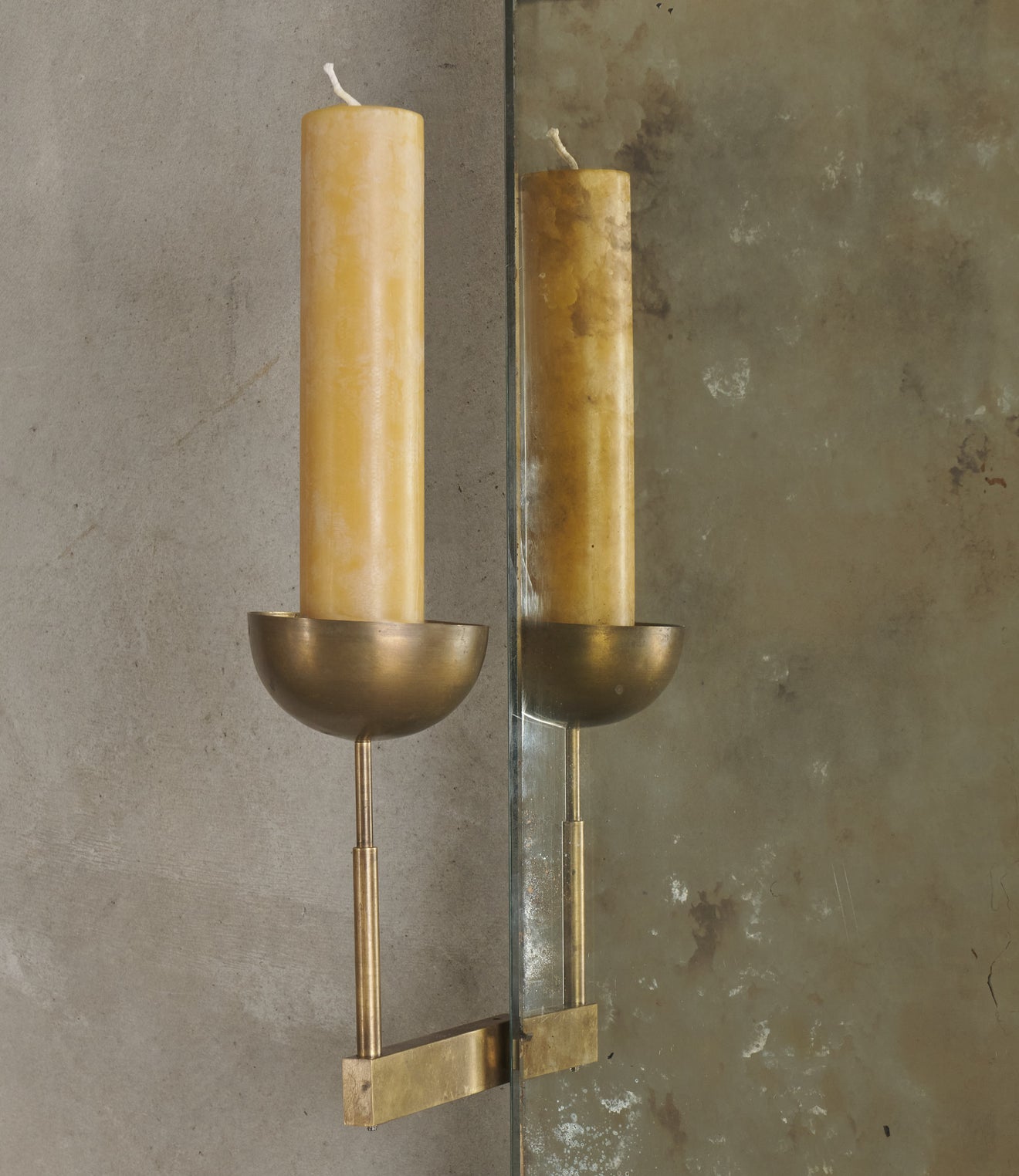 ANTIQUED MIRROR WITH CANDLE BRACKET BY IGNACIO CUAPIO