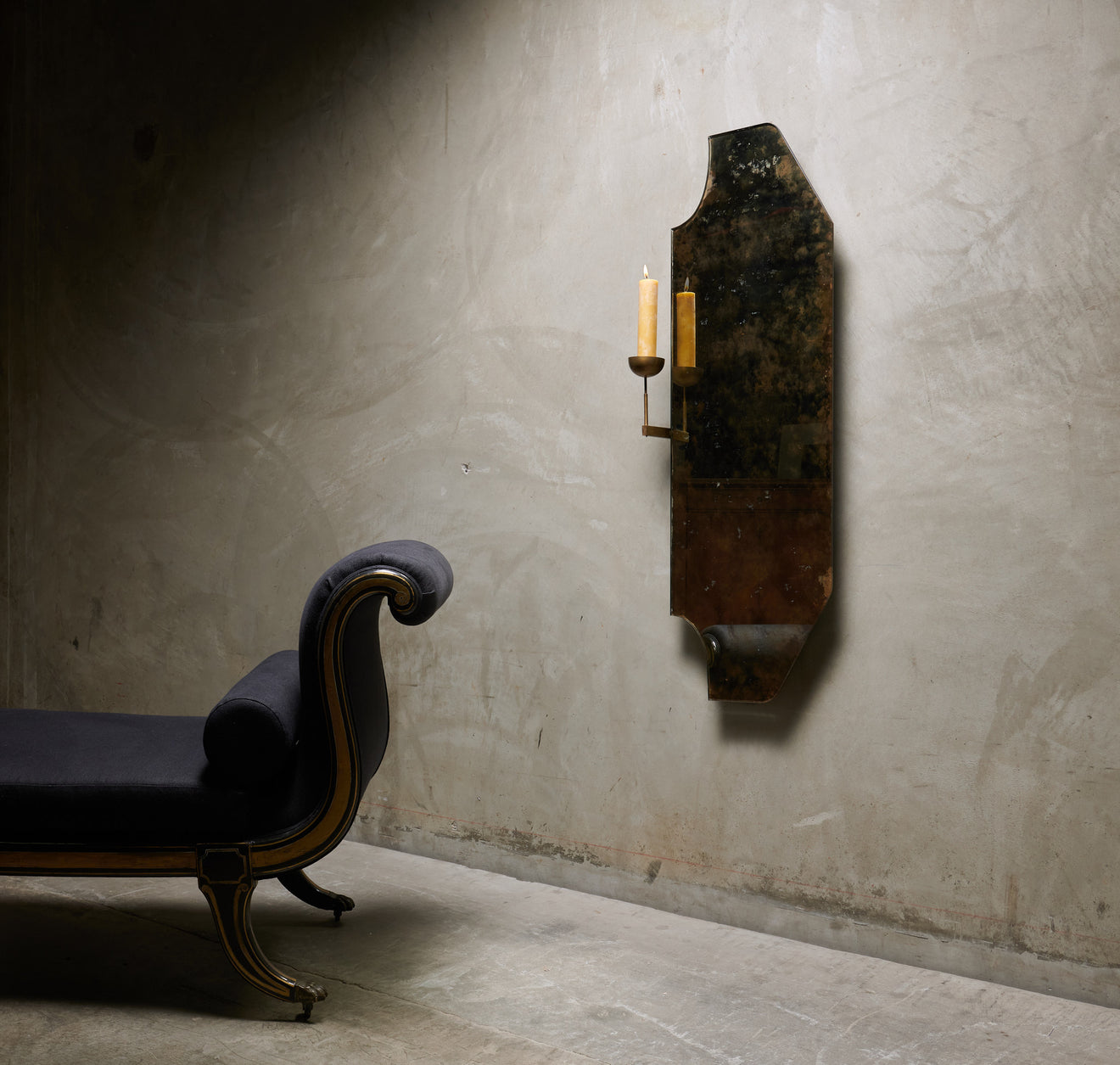 ANTIQUED MIRROR WITH CANDLE BRACKET BY IGNACIO CUAPIO
