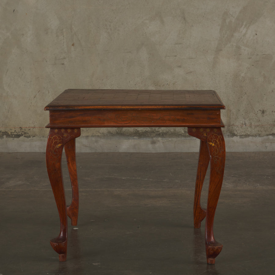 ANGLO INDIAN BRASS INLAID GAMES TABLE
