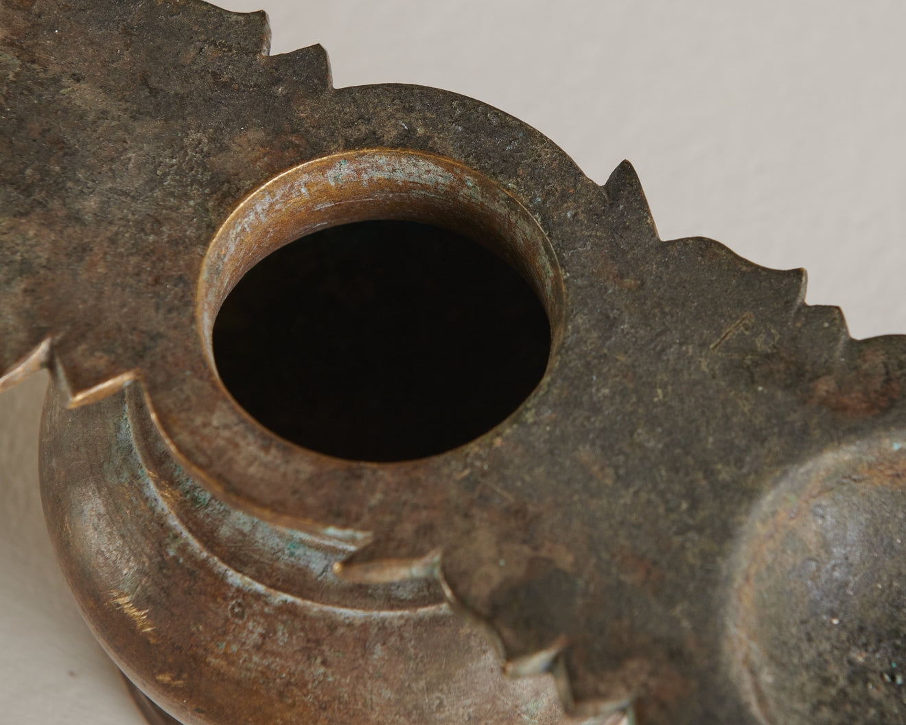 ANTIQUE HINDU VOTIVE OIL LAMP WITH LADLE