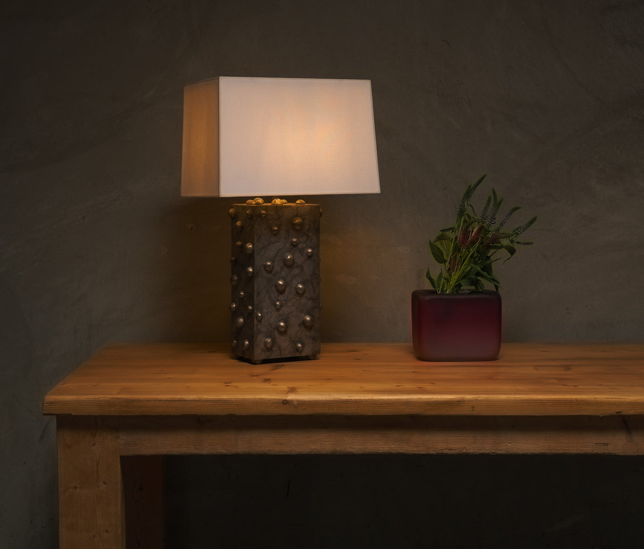 BCW SILVERED VERTICAL STUDDED LAMP BY LIKA MOORE