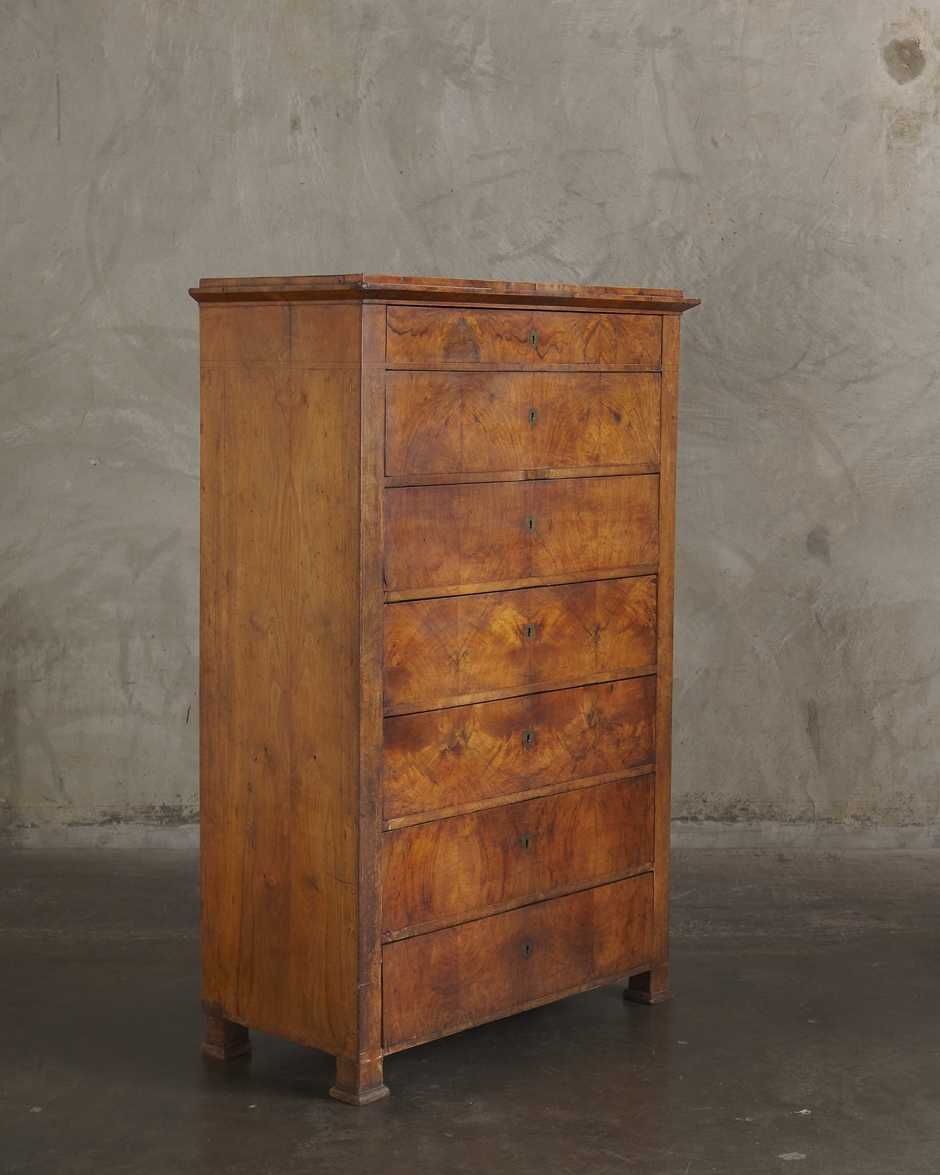 BIEDERMEIER INLAID TALL CHEST, c1840