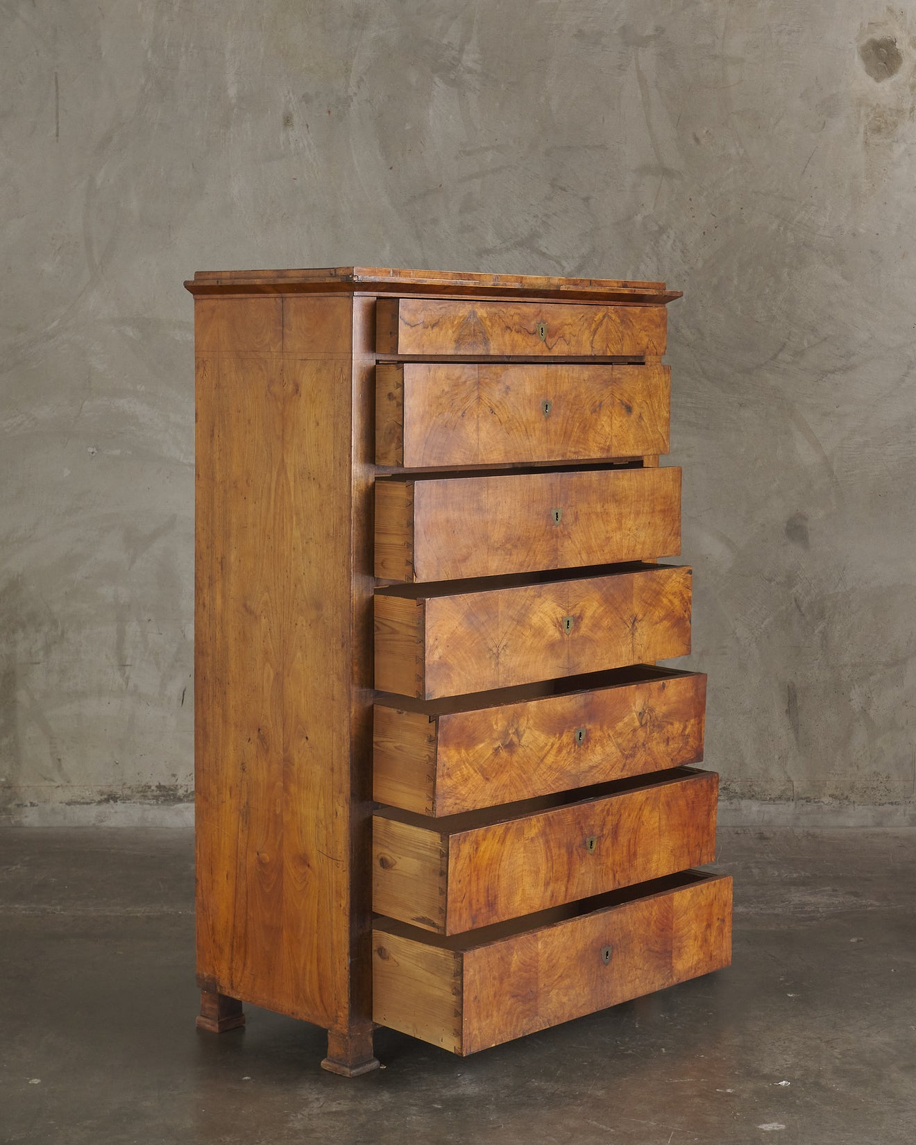 BIEDERMEIER INLAID TALL CHEST, c1840