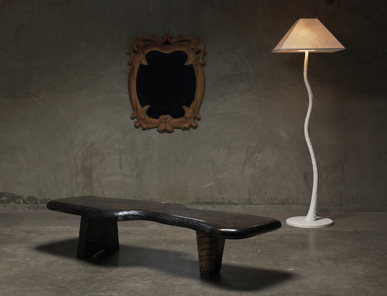 BLACK PINE COFFEE TABLE/ BENCH BY DAN POLLOCK