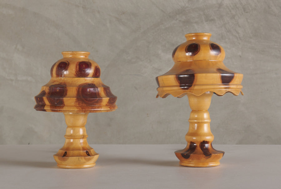 BRAZILIAN BUTTERFLY WOOD TABLE LAMP(s), 20TH C