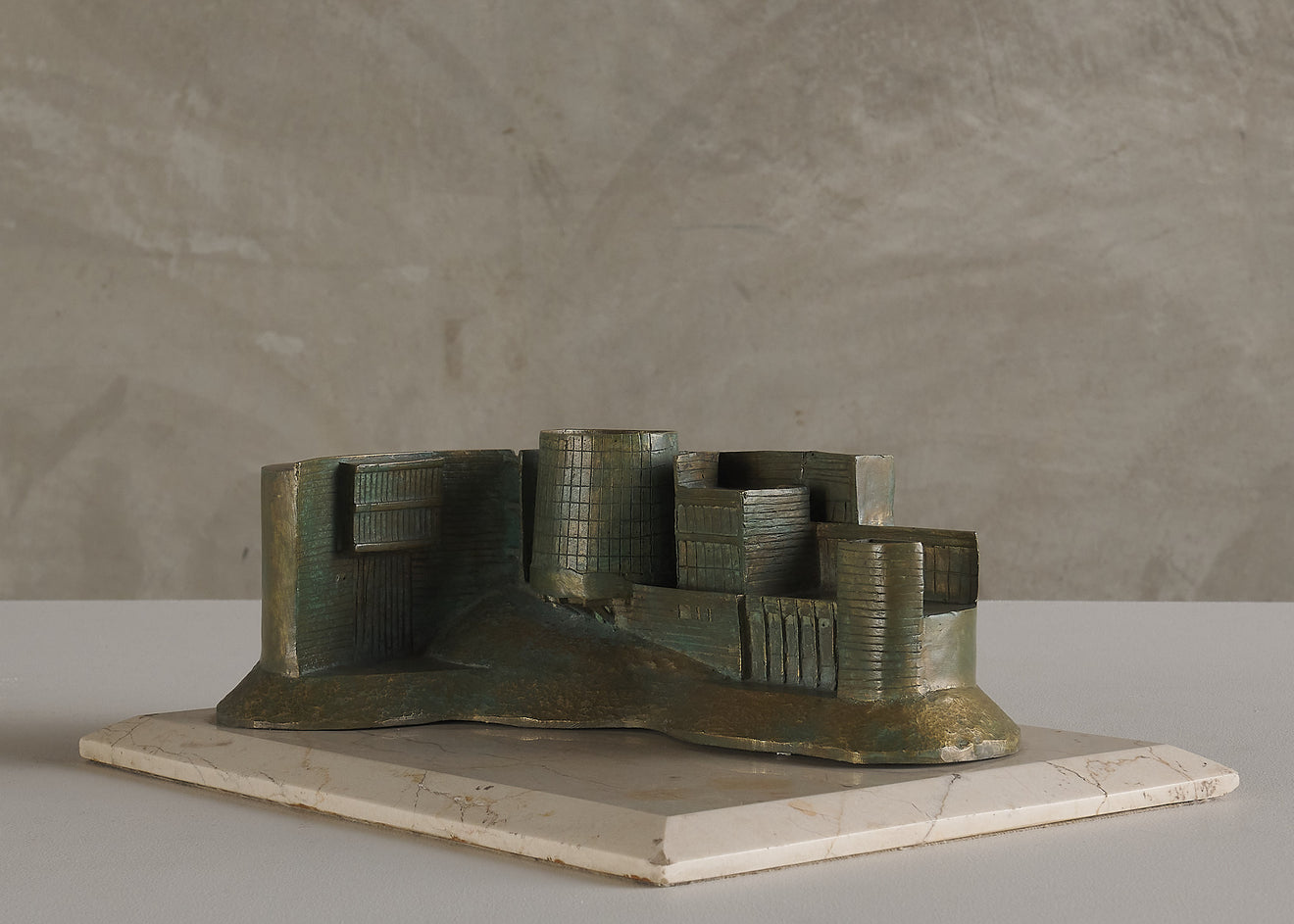 BRUTALIST SCULPTURE ON MARBLE BASE SIGNED A. FREDERICK , 19TH C
