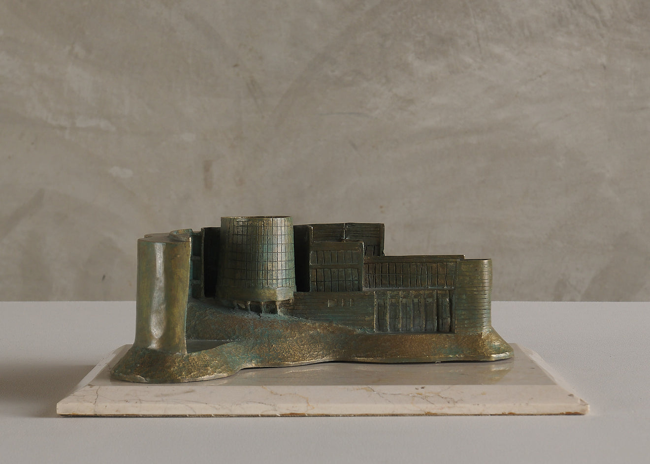 BRUTALIST SCULPTURE ON MARBLE BASE SIGNED A. FREDERICK , 19TH C