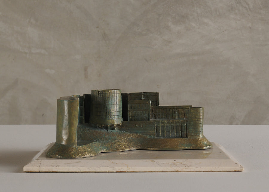 BRUTALIST SCULPTURE ON MARBLE BASE SIGNED A. FREDERICK