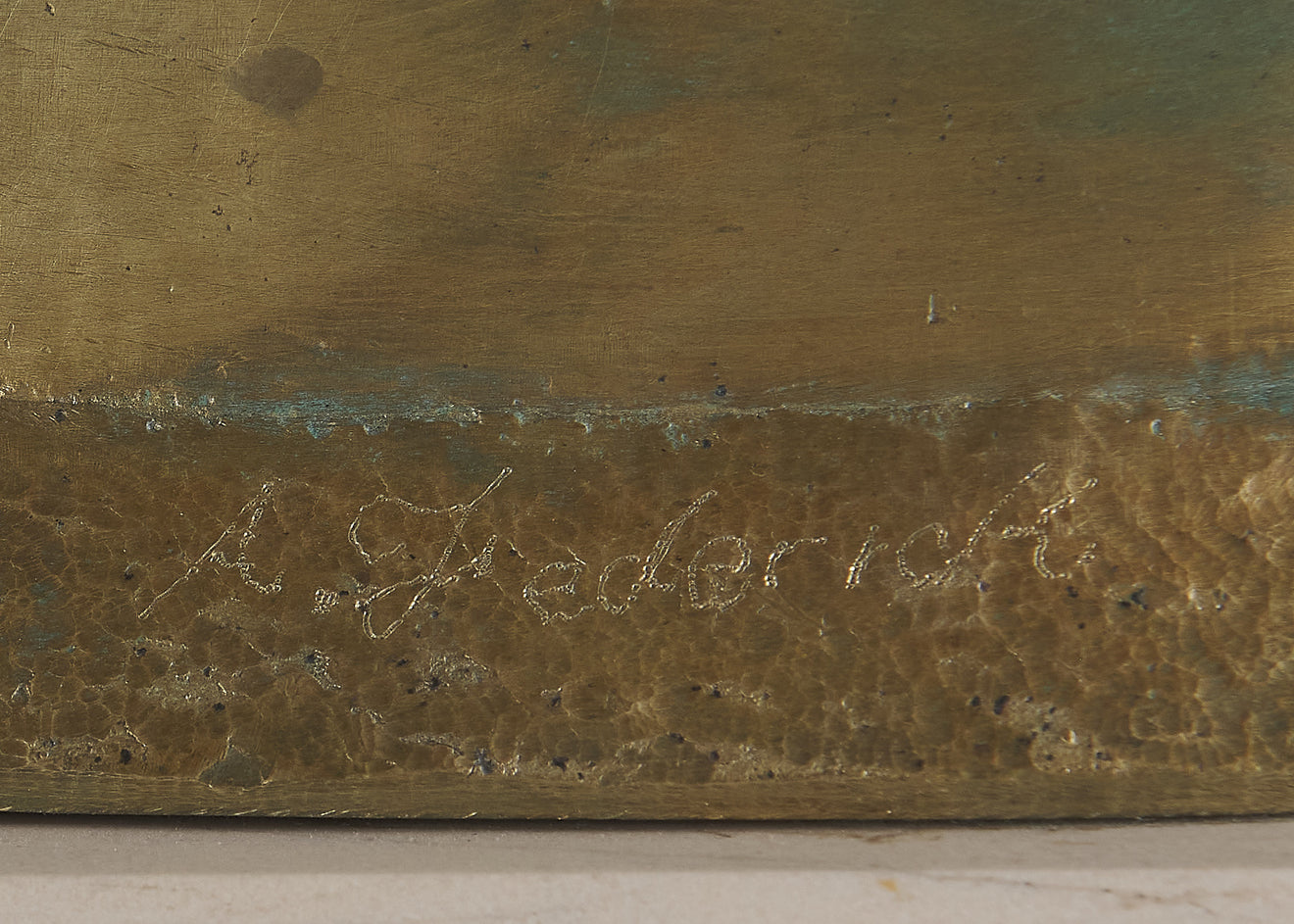 BRUTALIST SCULPTURE ON MARBLE BASE SIGNED A. FREDERICK , 19TH C