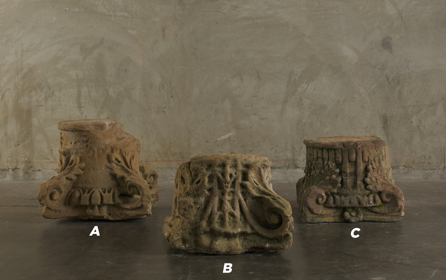 CARVED CAPITAL LIMESTONE FRAGMENT(s)