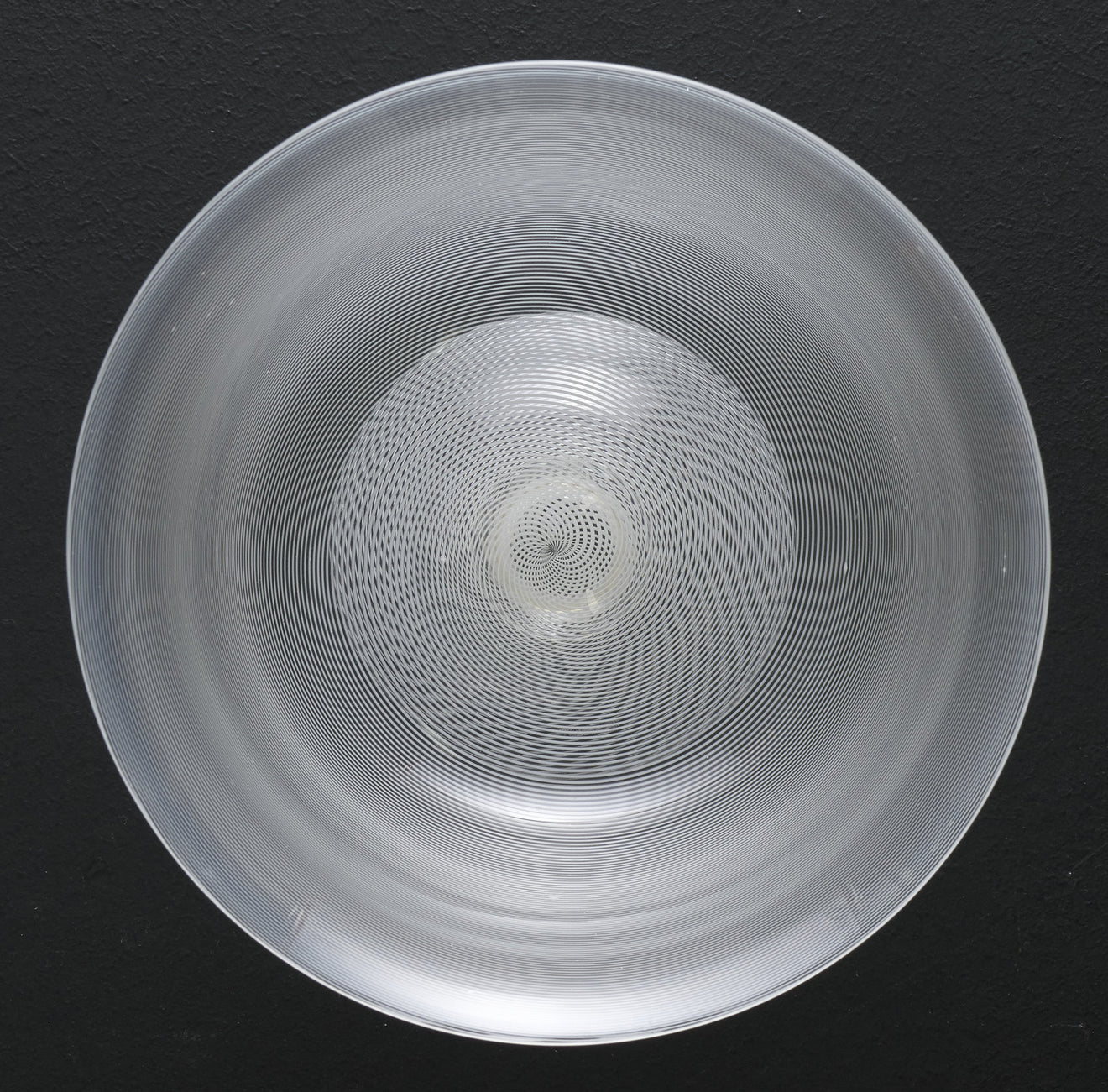 CARLO SCARPA LATTIMO MEZZA FILIGRANA FOOTED BOWL FOR VENINI, MODEL # 5709