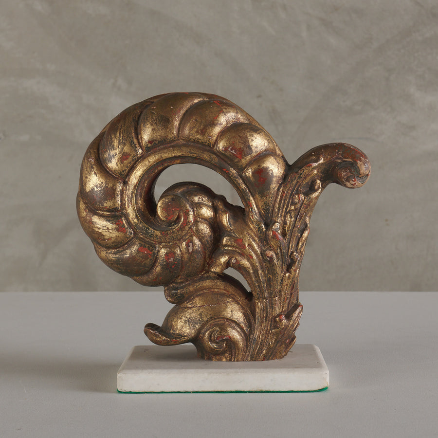 CARVED GILTWOOD ARCHITECTURAL SCROLL, 19TH CENTURY