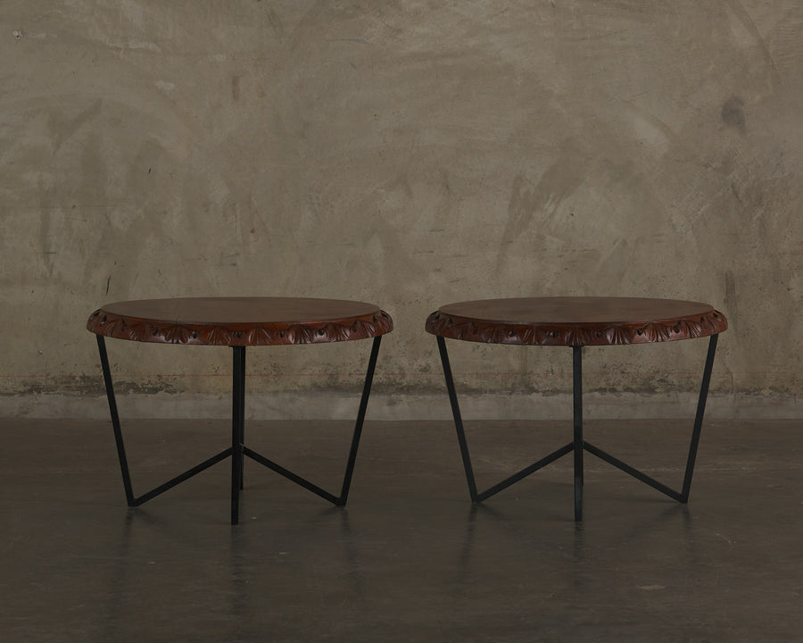 CARVED WOOD SIDE TABLE(S)