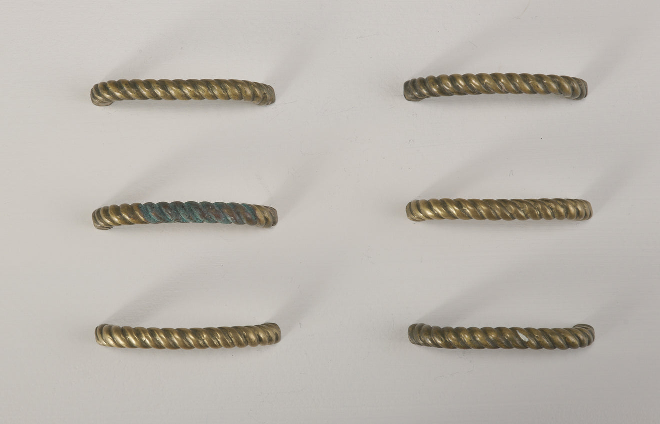COLLECTION OF 6 BRONZE ROPE HANDLES