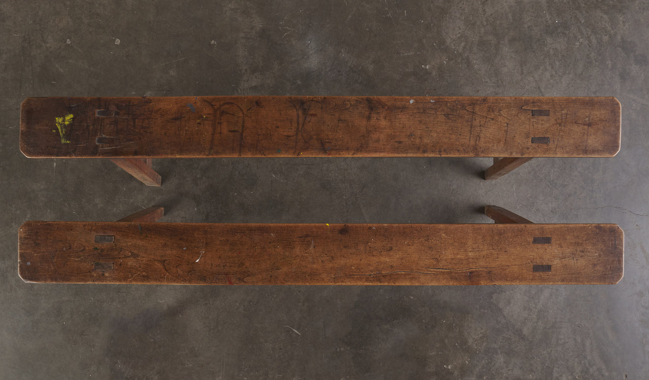 CONTINENTAL WALNUT BENCH, 19TH C