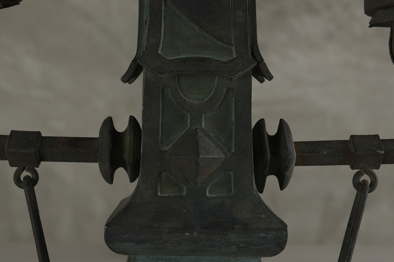 CRAFTSMAN DOUBLE SHADE TABLE FIXTURE, C1905