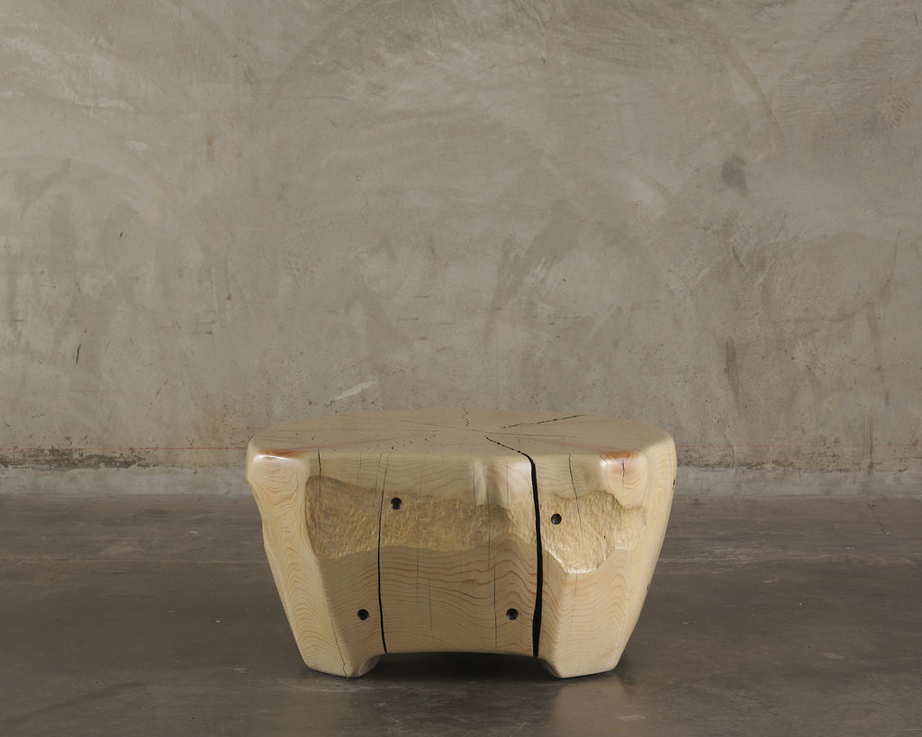 IVORY CEDAR TABLE WITH TEXTURED SIDE DETAIL by DAN POLLOCK