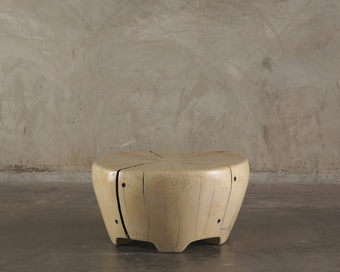 IVORY CEDAR TABLE WITH TEXTURED SIDE DETAIL by DAN POLLOCK