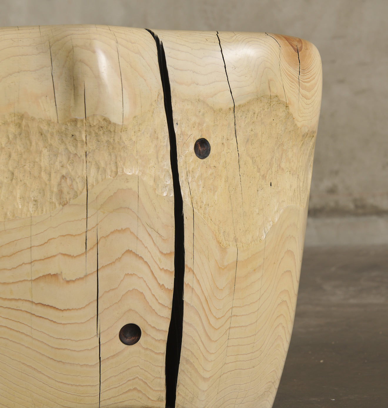 IVORY CEDAR TABLE WITH TEXTURED SIDE DETAIL by DAN POLLOCK