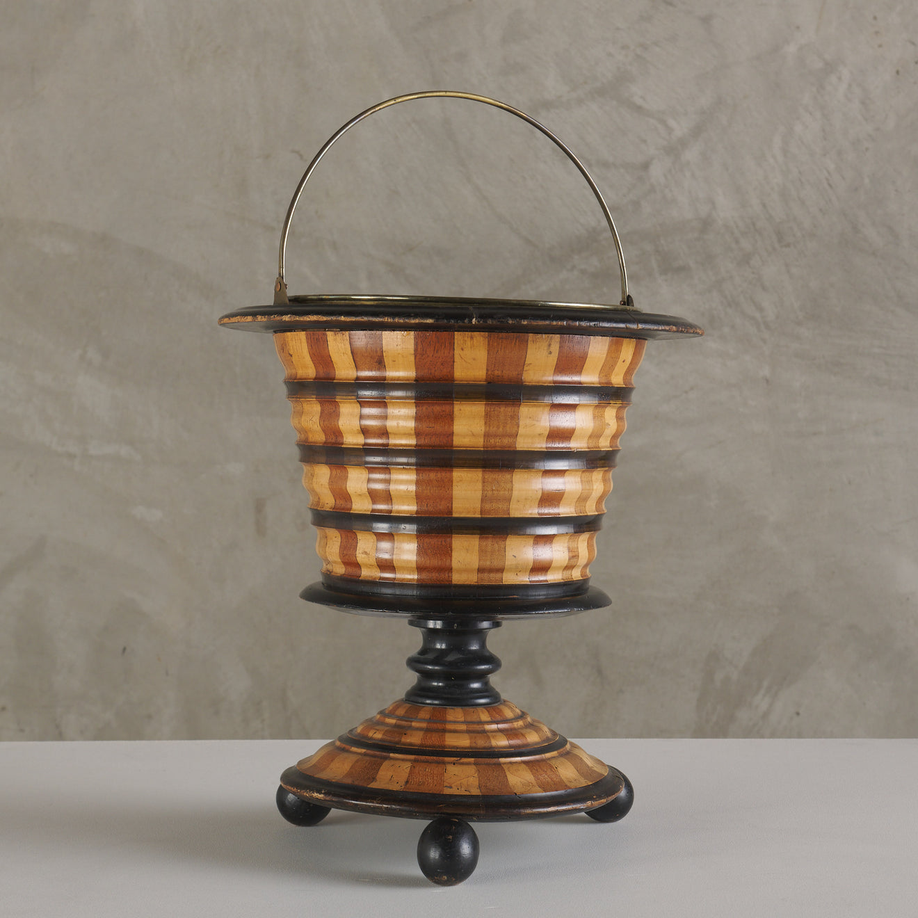 DUTCH PARCEL EBONIZED BUCKET WITH BRASS LINER, 19th C