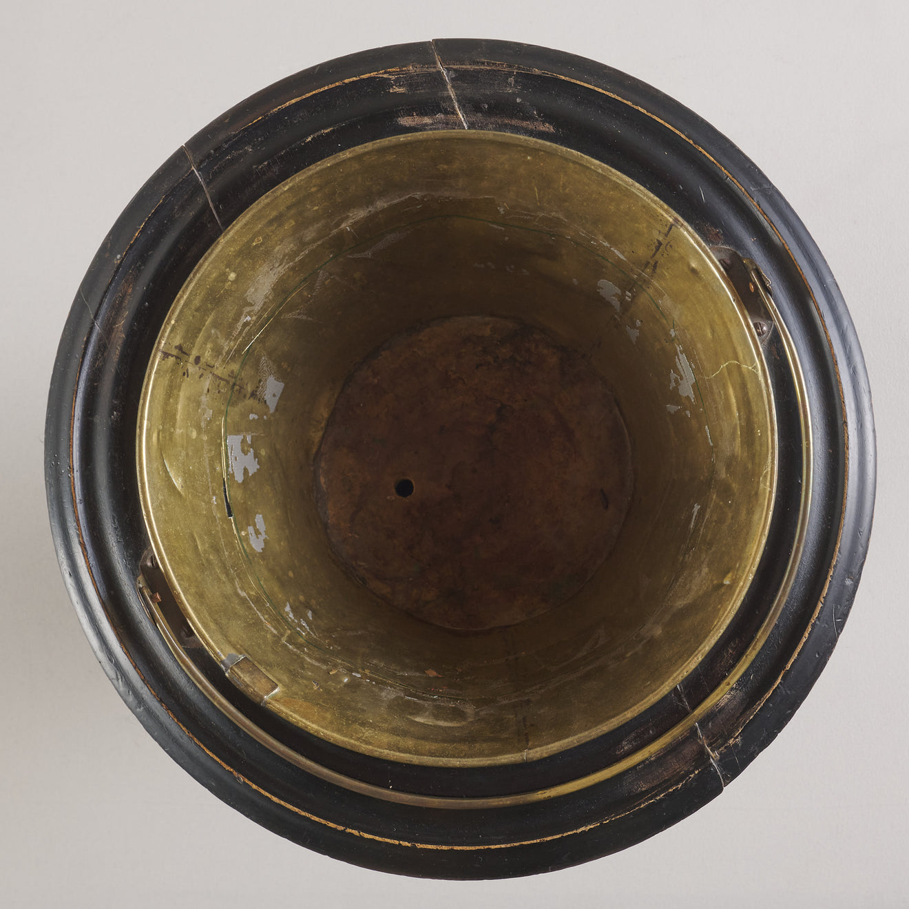 DUTCH PARCEL EBONIZED BUCKET WITH BRASS LINER, 19th C
