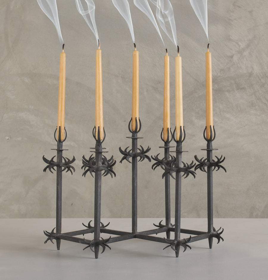 EARLY 20TH C WROUGHT IRON CANDLE HOLDER
