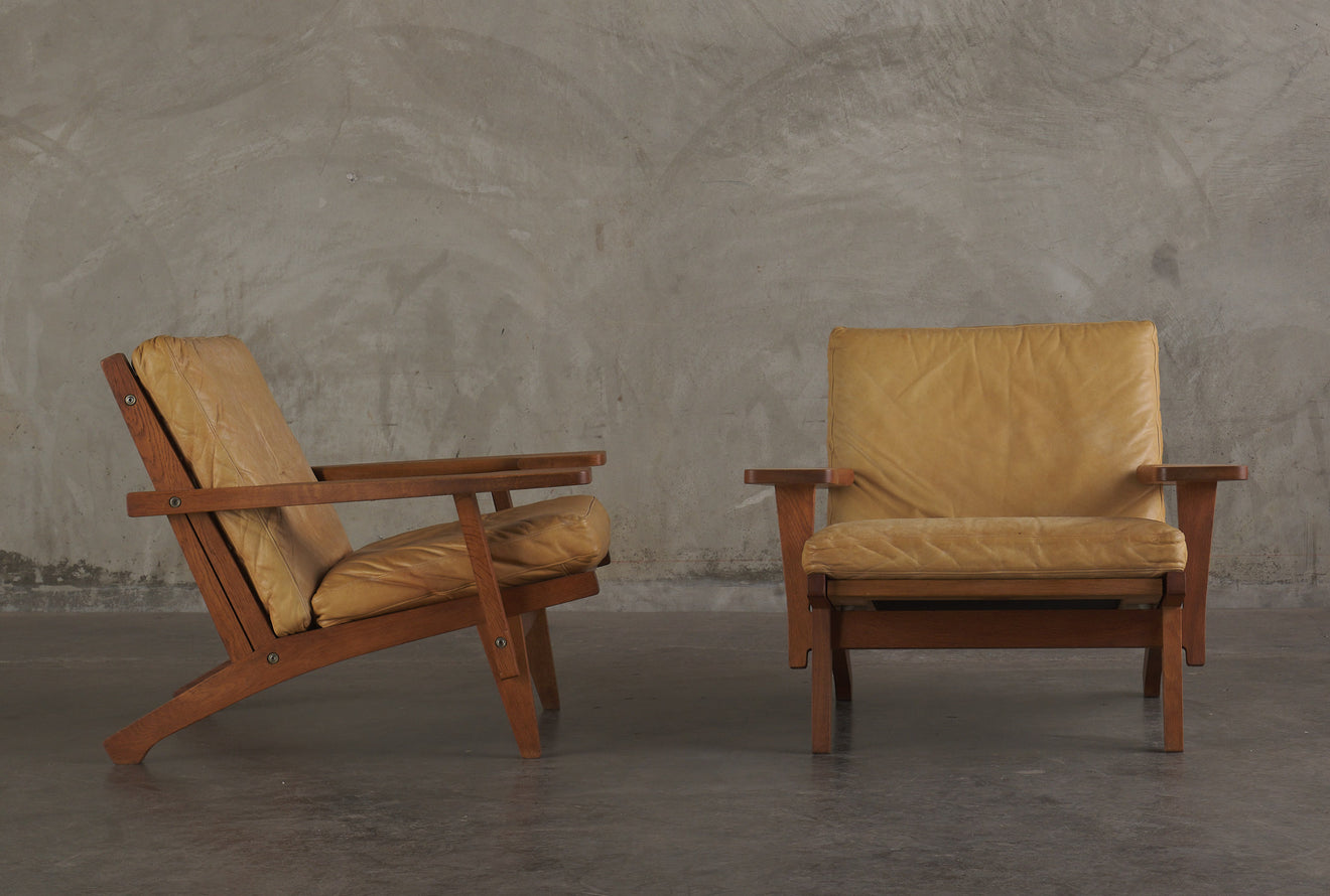 Pair of Hans J Wegner armchairs, model GE 370, Getama, Denmark, c1965