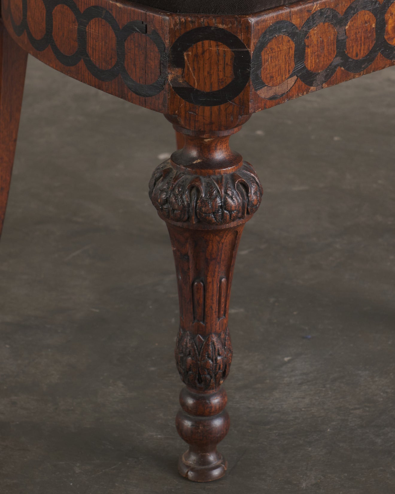 FRATERNAL INTRICATELY CARVED SIDE CHAIR, c1880
