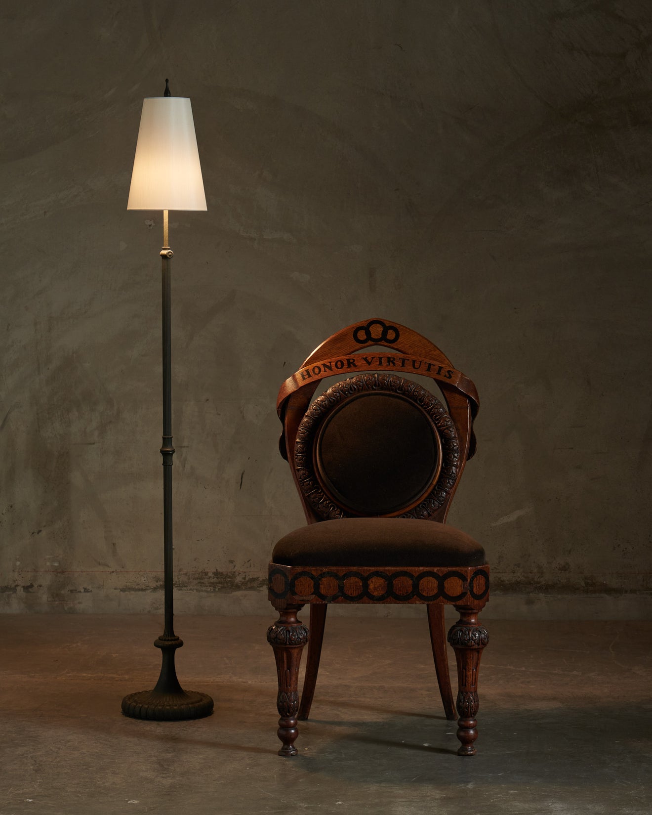 FRATERNAL INTRICATELY CARVED SIDE CHAIR, c1880