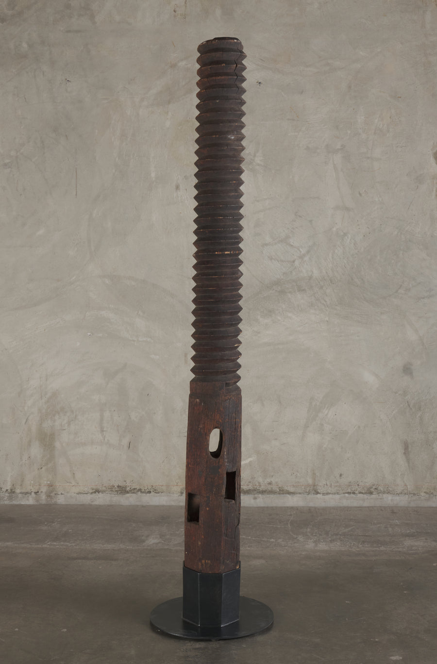 FRENCH 18TH C WOOD WINE PRESS SCREW
