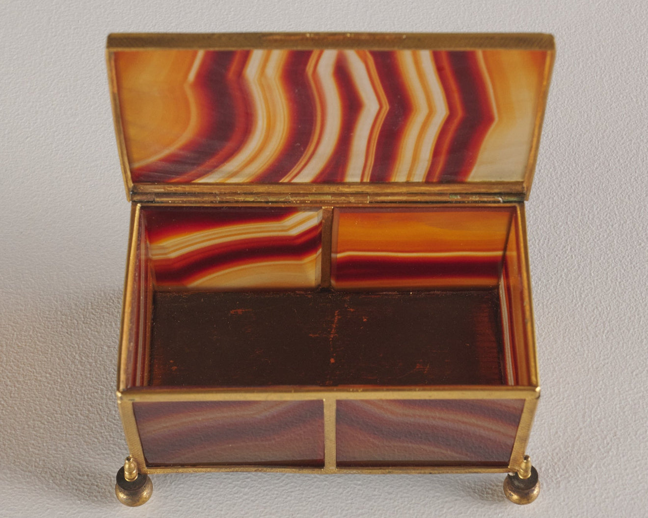 FRENCH AGATE AND GILT METAL COVERED BOX, 19th C