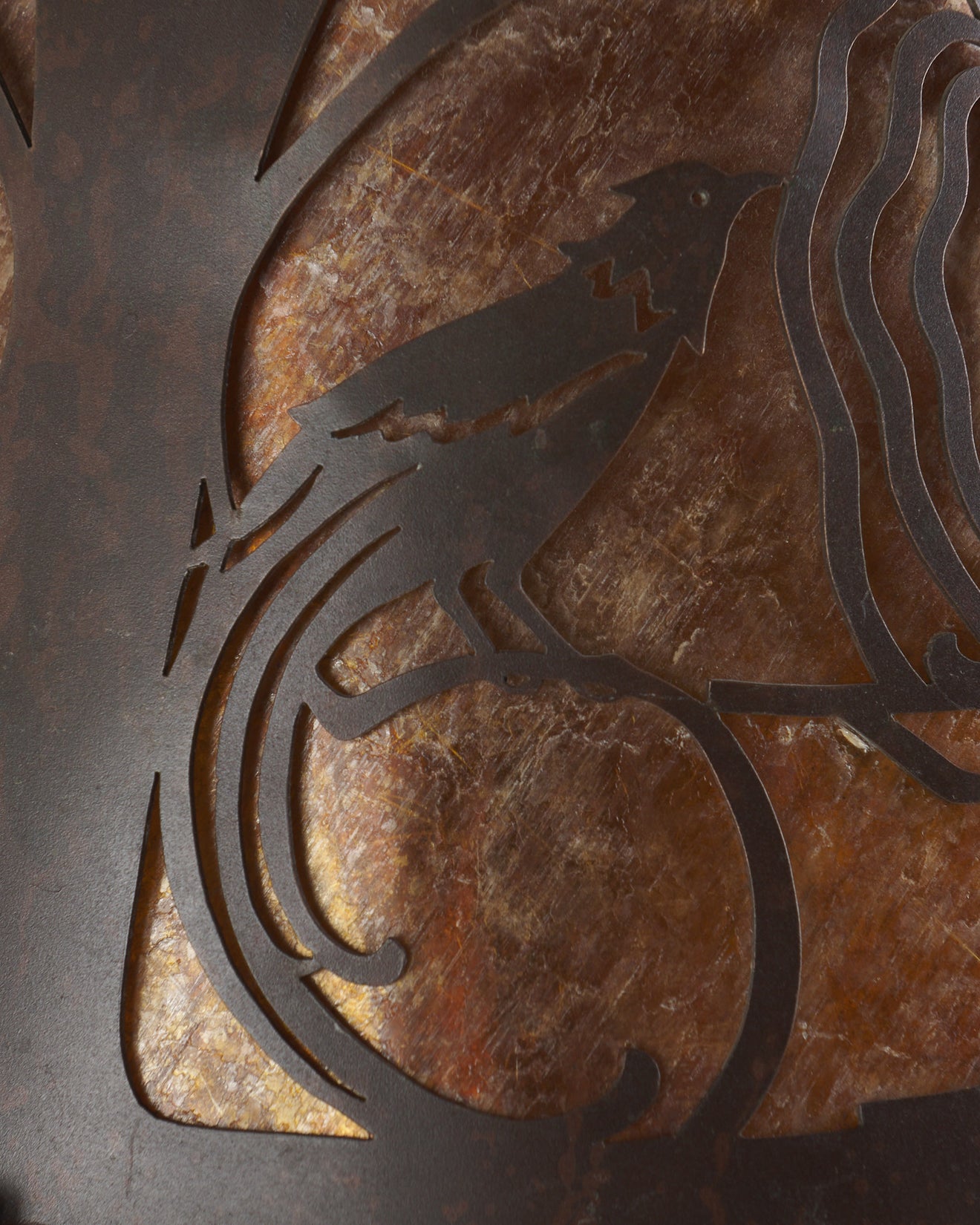 HEINTZ ART METAL SHOP, BIRDS OF PARADISE WITH SILVER INLAY DESK LAMP, 1915