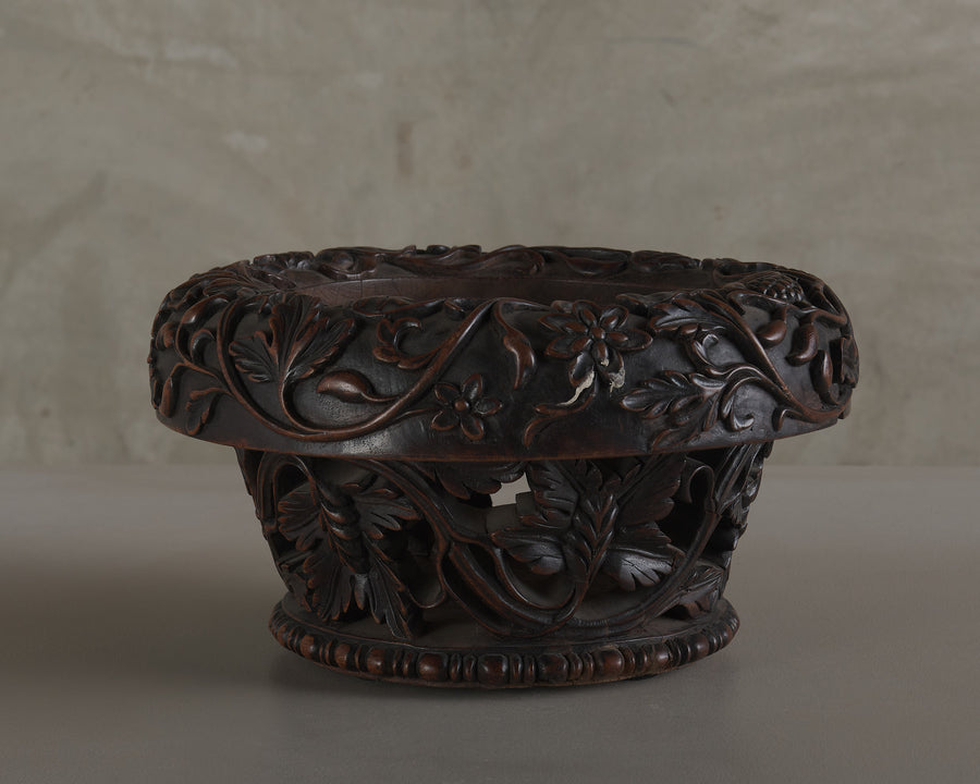 INTRICATELY CARVED FLORAL PLANTER, 20TH C