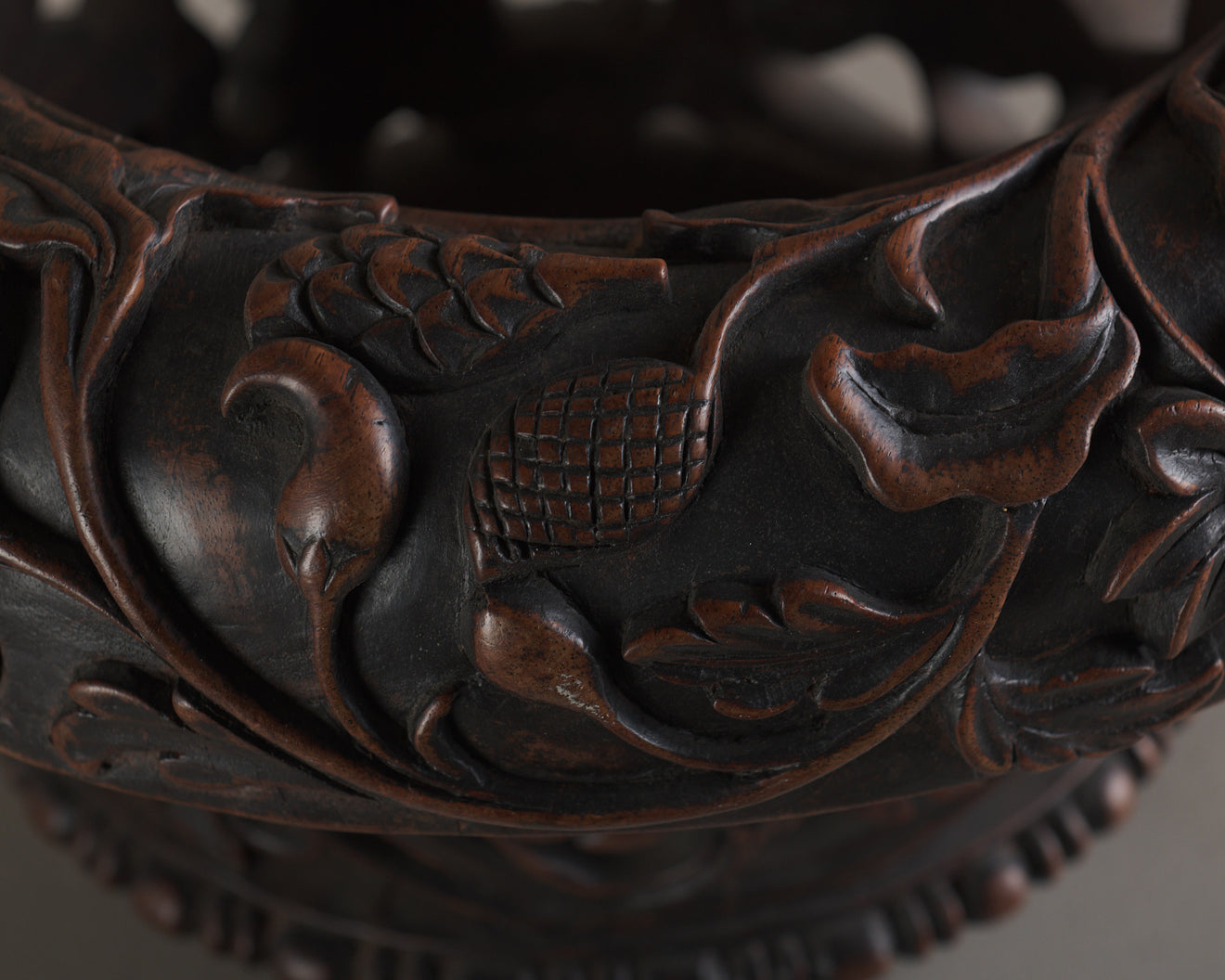 INTRICATELY CARVED FLORAL PLANTER, 20TH C