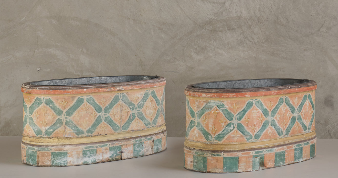 ITALIAN PAINTED WOOD PLANTER(s), 19TH C