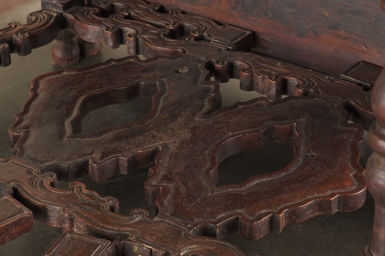 RARE  17th C ITALIAN FOLDING CENTER TABLE WITH DRAWER