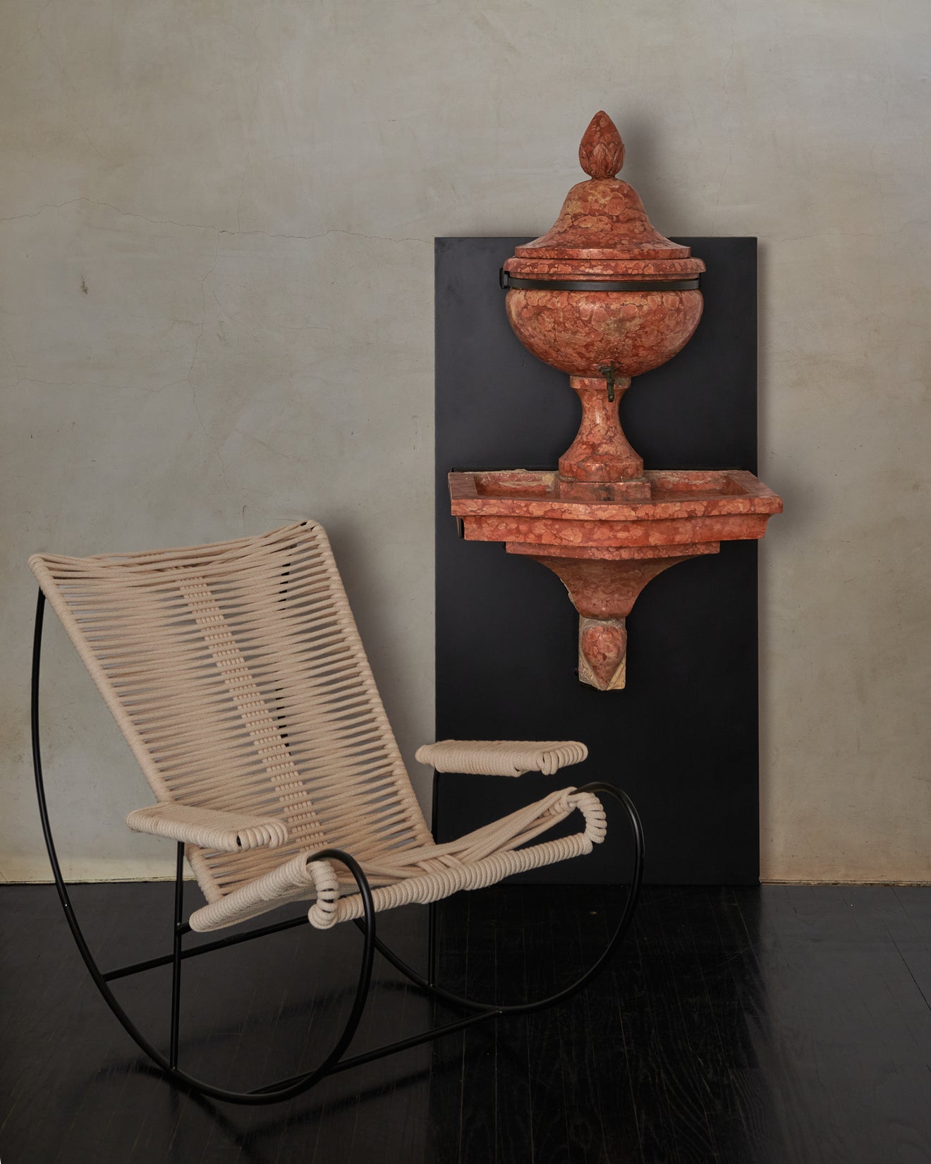 ITALIAN ROUGE MARBLE WALL FOUNTAIN