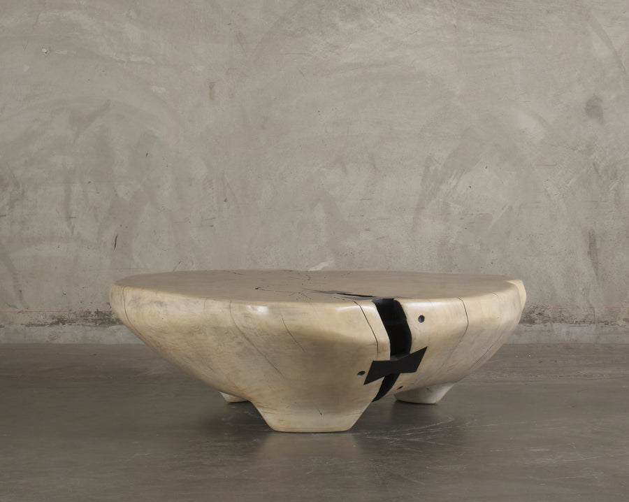 IVORY COTTON WOOD COFFEE TABLE BY DAN POLLOCK
