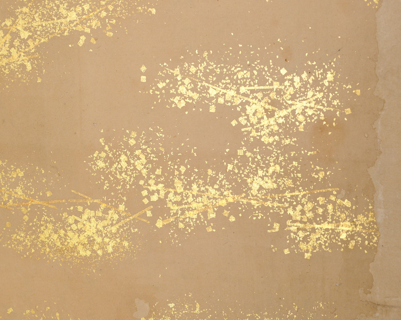 JAPANESE 2-PANEL GOLD LEAF FOLDING SCREEN WITH WINDOW