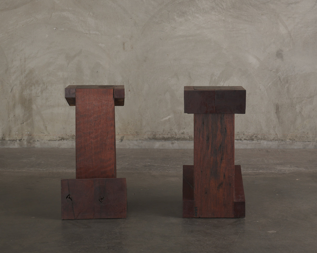 PAIR OF SOLID IPE BAR STOOLS BY ZANINI DE ZANINE DE CALDAS