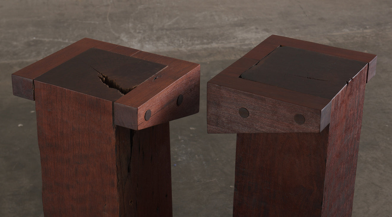 PAIR OF SOLID IPE BAR STOOLS BY ZANINI DE ZANINE DE CALDAS