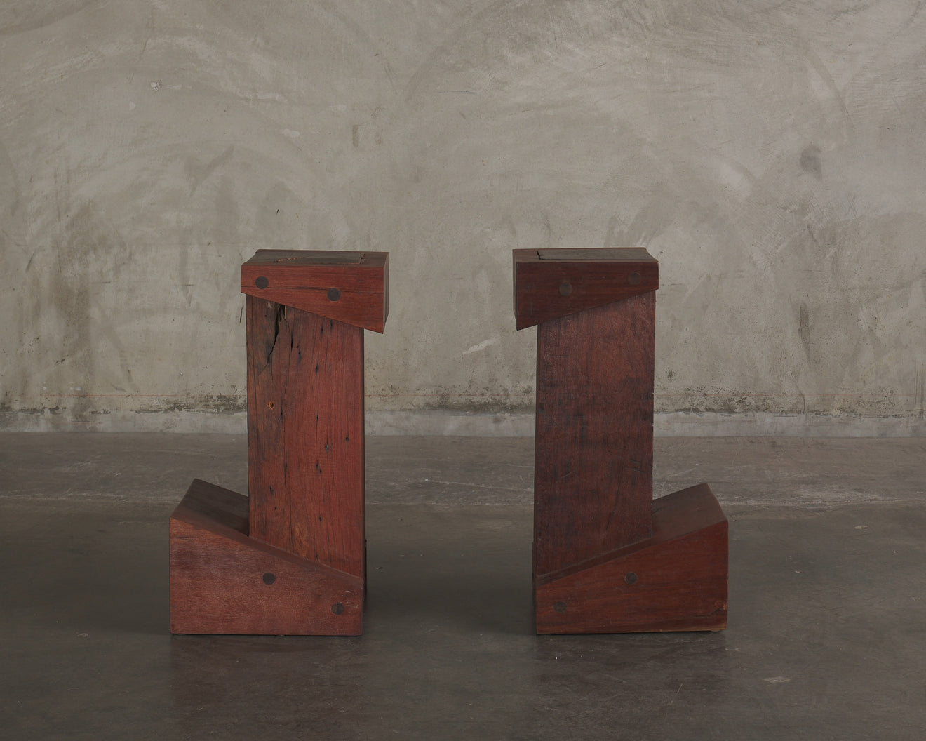 PAIR OF SOLID IPE BAR STOOLS BY ZANINI DE ZANINE DE CALDAS