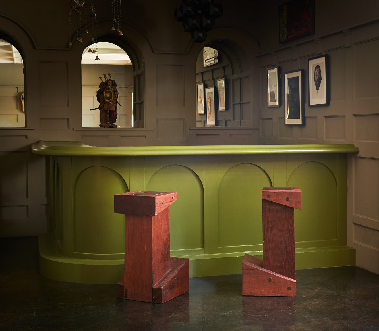 PAIR OF SOLID IPE BAR STOOLS BY ZANINI DE ZANINE DE CALDAS