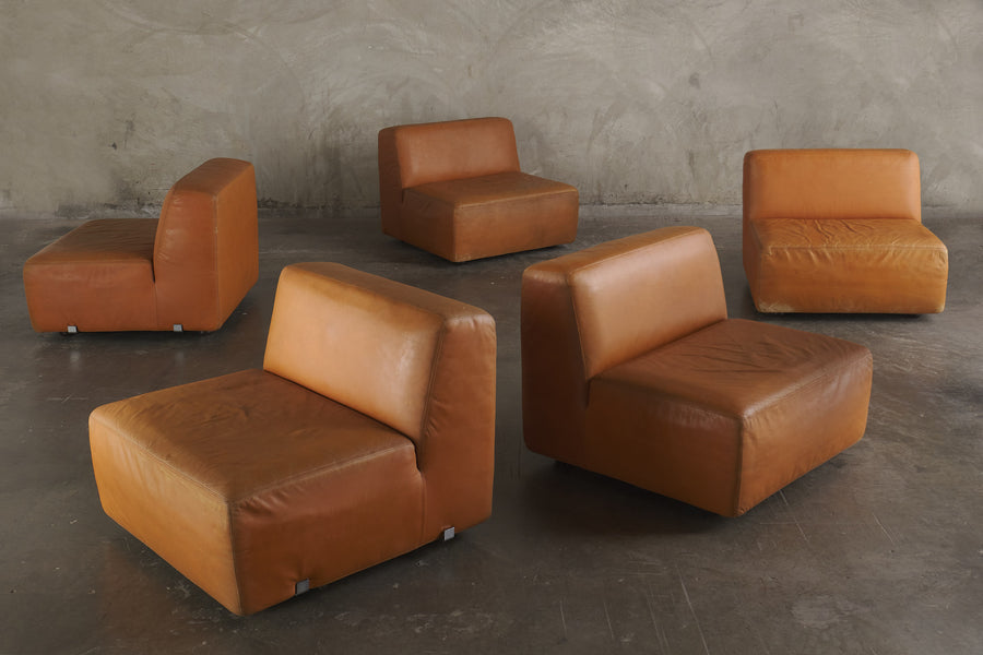 LEATHER ITALIAN 5PC SECTIONAL SOFA