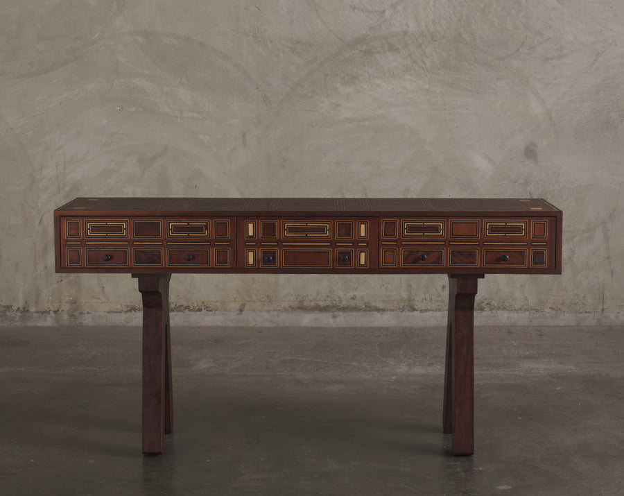 MARQUETRY CONSOLE WITH 3 DRAWERS BY ERNESTO VELAZQUEZ