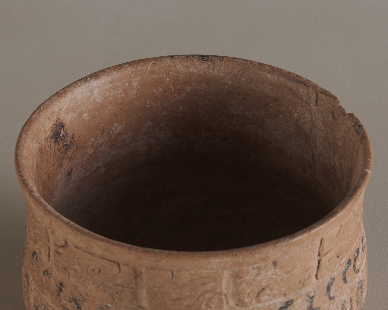 MAYAN GADROONED VESSEL WITH GLYPHS, 600-900 CE